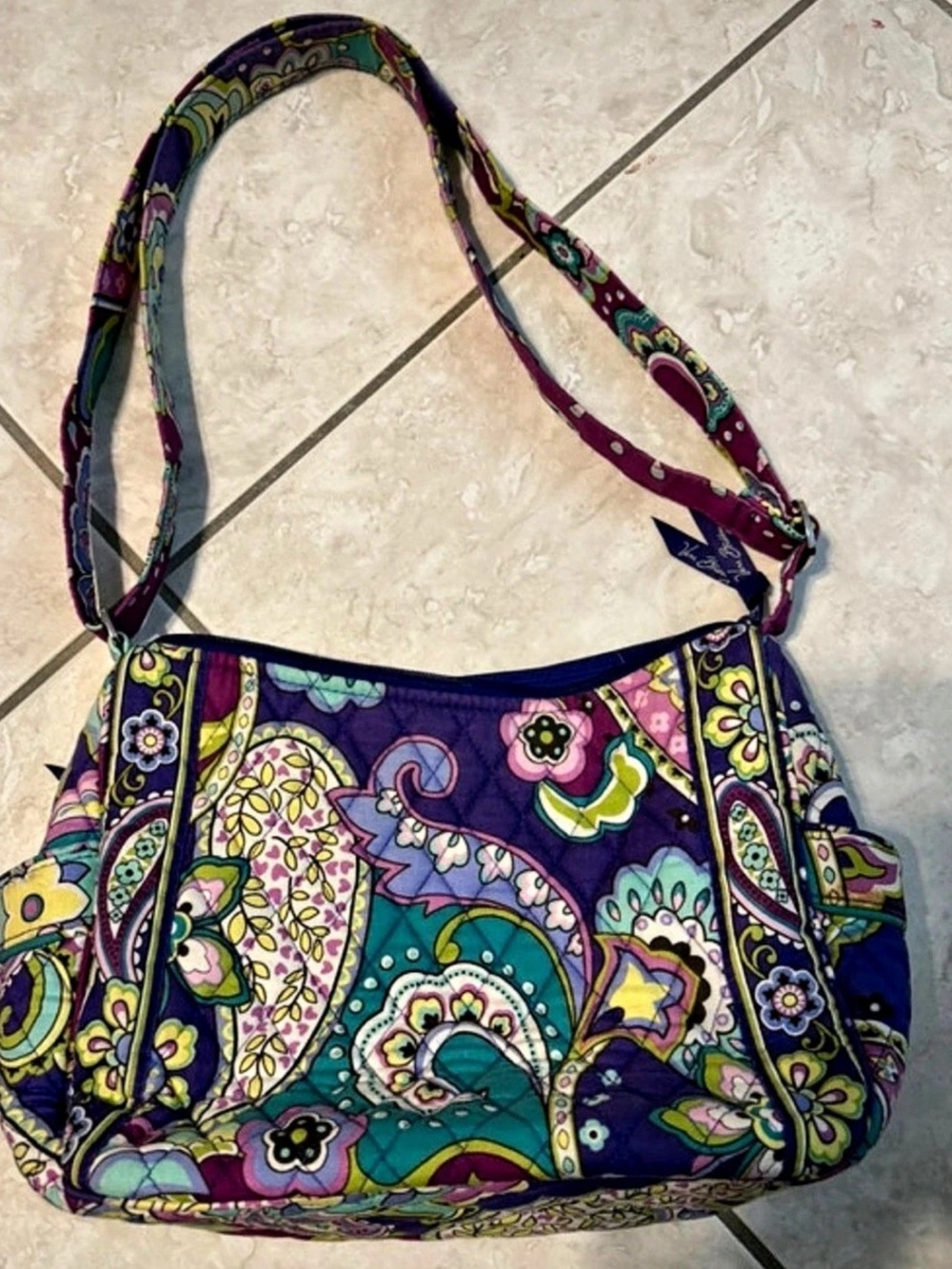 Vera Bradley Paisley Shoulder Bag in Purple & Green